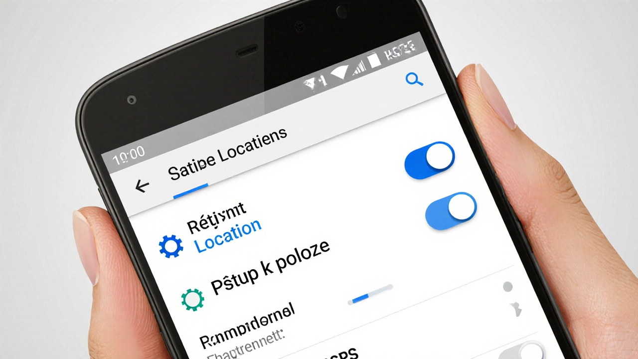 Telefon ukazuje nastavení Androidu s vypnutým přepínačem polohy.