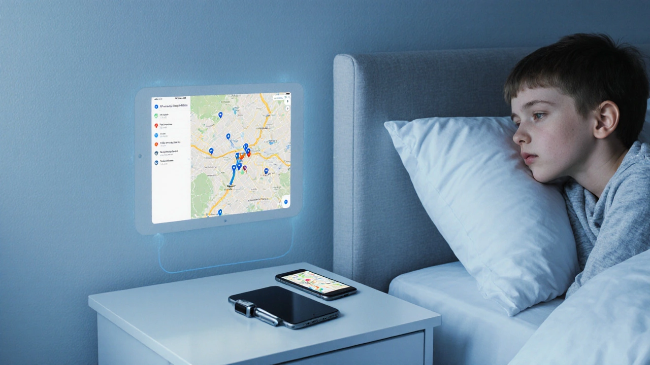 Apple Watch, iPad a iPhone spojené pro rodinné sledování polohy.