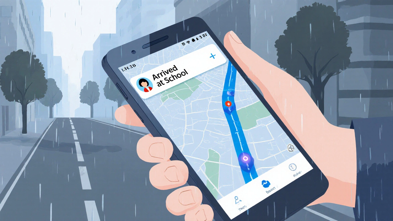 Mapa ukazuje polohu dítěte při příchodu do školy.