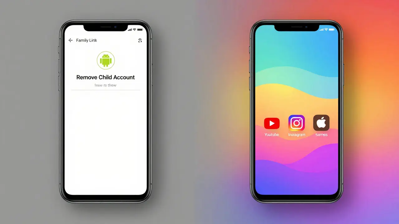 Android telefon přechází z omezeného režimu do volného přístupu k aplikacím bez jakýchkoli blokací.