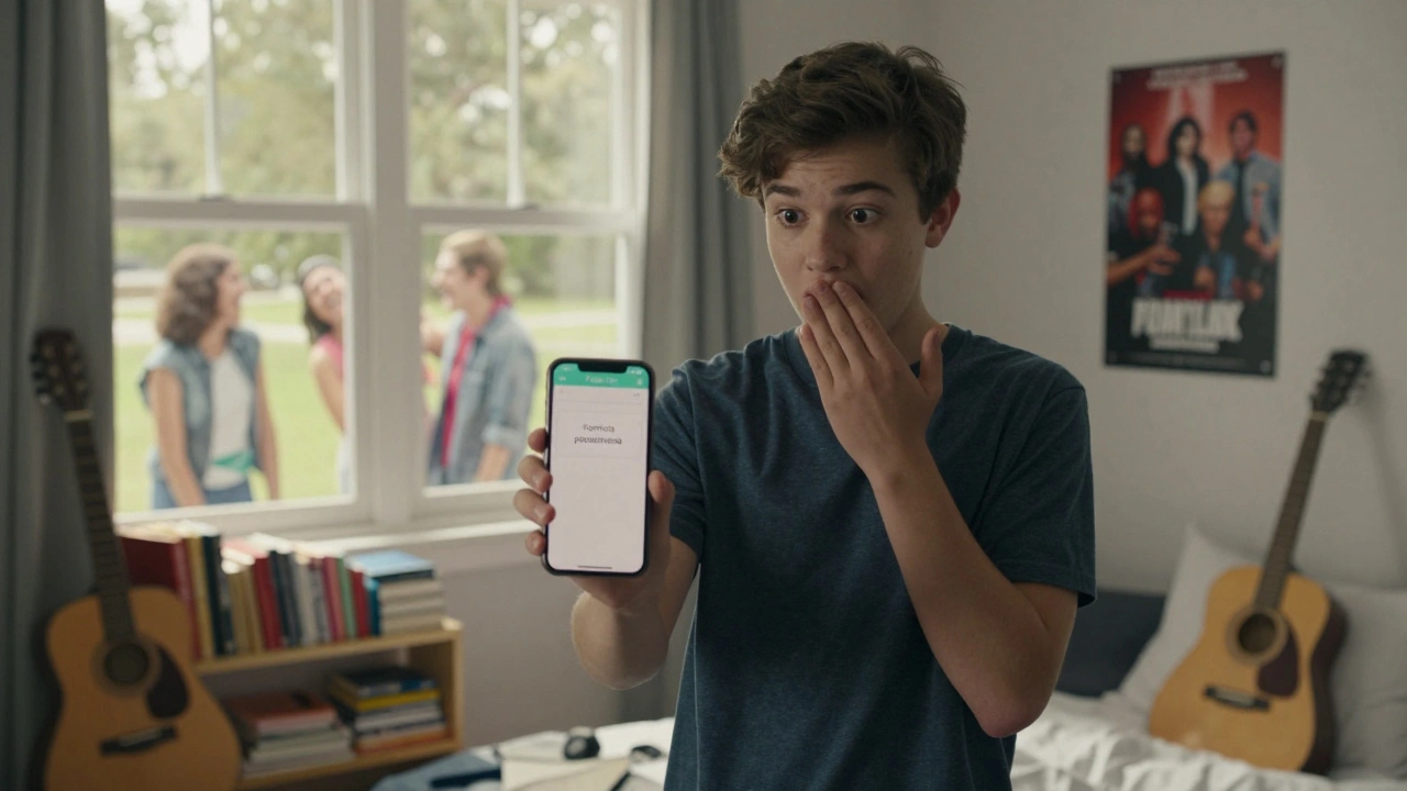 Dítě vidí oznámení o pozastavení kontroly na svém iPhone.