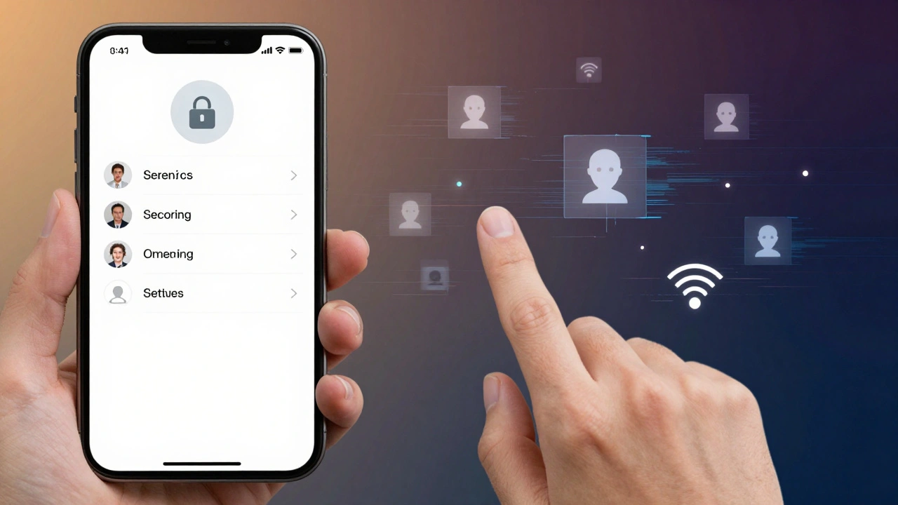 Ruka maže podezřelý profil v nastavení iPhone, symbolizující obnovu soukromí.