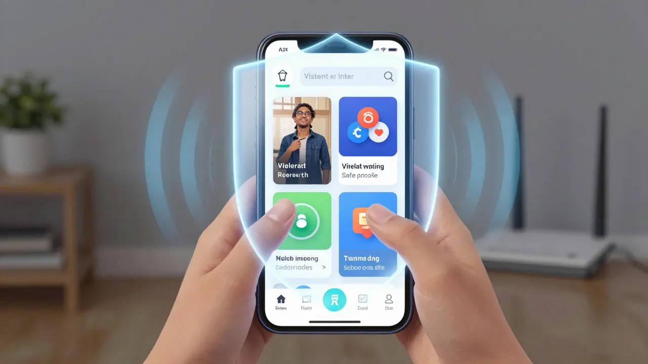 Chytrý telefon s transparentním štítem blokujícím nebezpečné weby a aplikace.