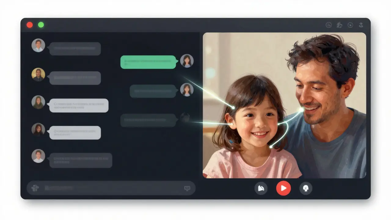 Kontrast mezi anonymními zprávami a bezpečným videohovorem.